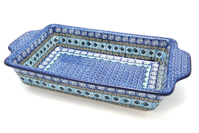Ceramika Artystyczna Polish Pottery Baker - Rectangular with Tab Handles - 7 cups - Aztec Sky A59-1917a (Ceramika Artystyczna)