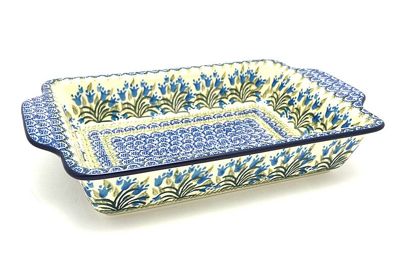 Ceramika Artystyczna Polish Pottery Baker - Rectangular with Tab Handles - 7 cups - Blue Bells A59-1432a (Ceramika Artystyczna)