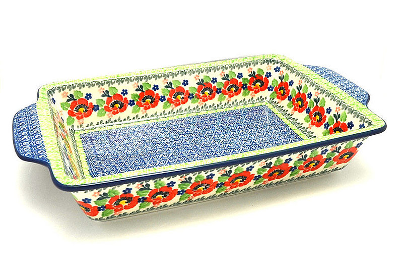 Ceramika Artystyczna Polish Pottery Baker - Rectangular with Tab Handles - 7 cups - Danish Garden A59-3219a (Ceramika Artystyczna)