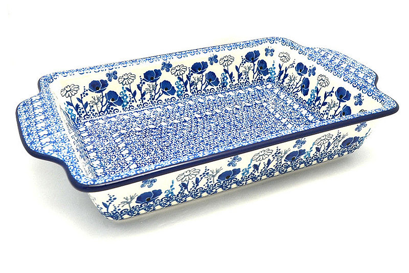 Ceramika Artystyczna Polish Pottery Baker - Rectangular with Tab Handles - 7 cups - Evening Poppies A59-2902a (Ceramika Artystyczna)