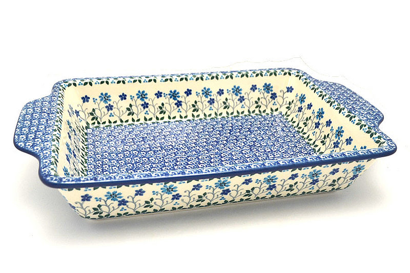 Ceramika Artystyczna Polish Pottery Baker - Rectangular with Tab Handles - 7 cups - Georgia Blue A59-2785a (Ceramika Artystyczna)
