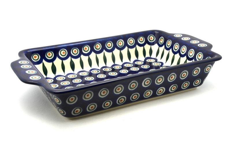 Ceramika Artystyczna Polish Pottery Baker - Rectangular with Tab Handles - 7 cups - Peacock A59-054a (Ceramika Artystyczna)