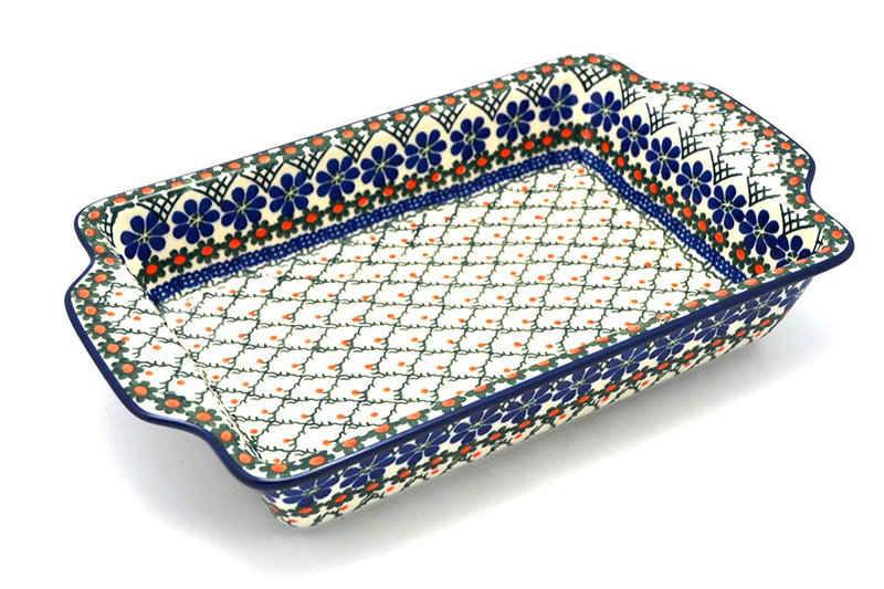Ceramika Artystyczna Polish Pottery Baker - Rectangular with Tab Handles - 7 cups - Primrose A59-854a (Ceramika Artystyczna)