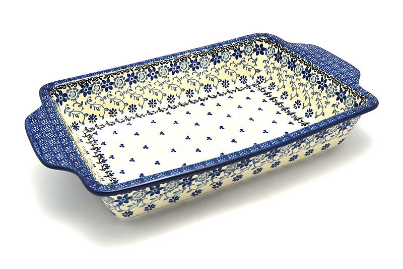 Ceramika Artystyczna Polish Pottery Baker - Rectangular with Tab Handles - 7 cups - Silver Lace A59-2158a (Ceramika Artystyczna)