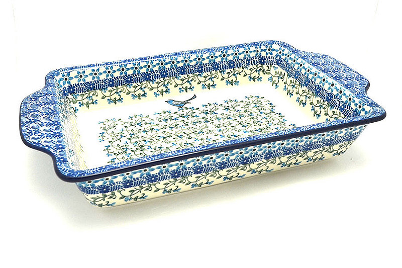 Ceramika Artystyczna Polish Pottery Baker - Rectangular with Tab Handles - 7 cups - Song Bird A59-1932a (Ceramika Artystyczna)