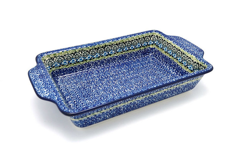 Ceramika Artystyczna Polish Pottery Baker - Rectangular with Tab Handles - 7 cups - Tranquility A59-1858a (Ceramika Artystyczna)