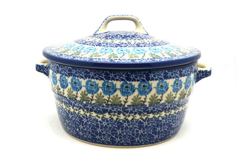 Polish Pottery Baker - Round Covered Casserole - Antique Rose