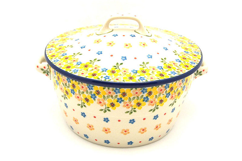 Polish Pottery Baker - Round Covered Casserole - Buttercup