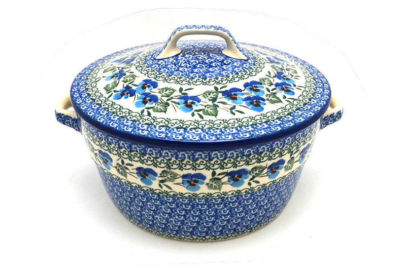 Polish Pottery Baker - Round Covered Casserole - Winter Viola