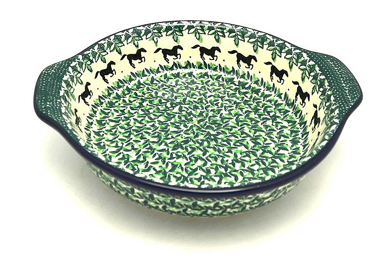 Ceramika Artystyczna Polish Pottery Baker - Round with Grips - Medium - Dark Horse 141-2241a (Ceramika Artystyczna)