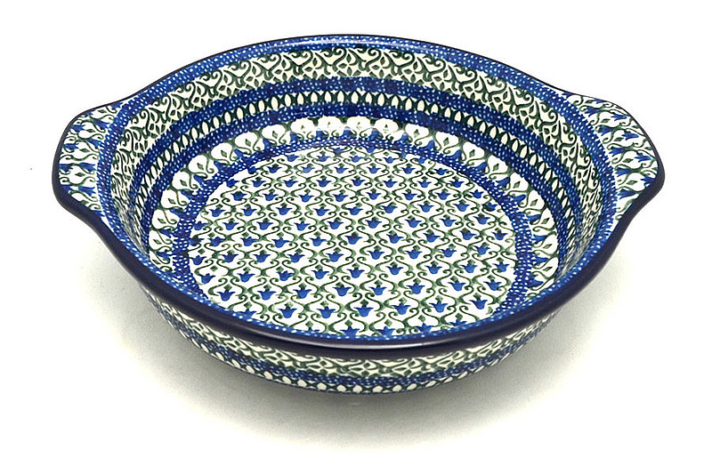 Ceramika Artystyczna Polish Pottery Baker - Round with Grips - Medium - Tulip Trellis 141-0585a (Ceramika Artystyczna)