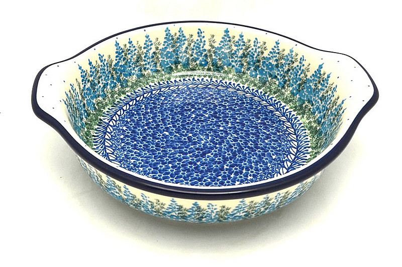 Ceramika Artystyczna Polish Pottery Baker - Round with Grips - Medium - Virginia Blue Bells 141-3279a (Ceramika Artystyczna)