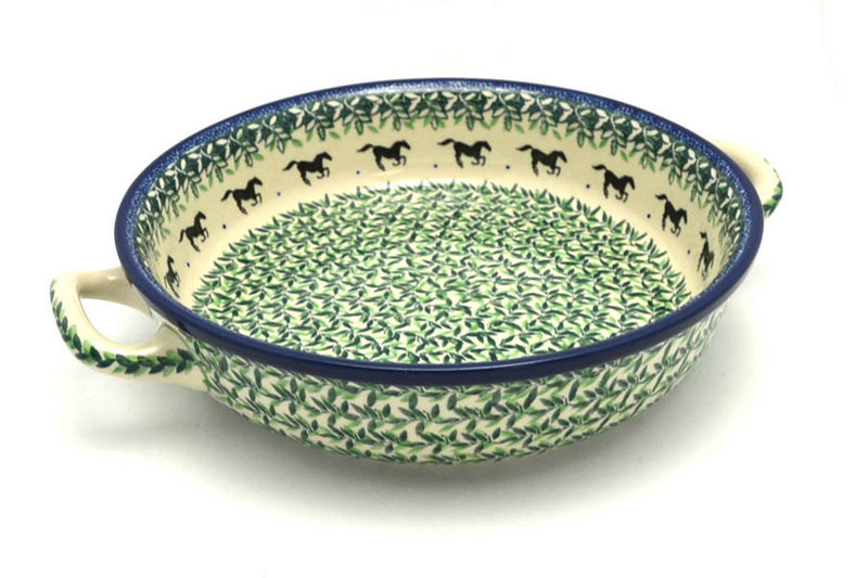 Ceramika Artystyczna Polish Pottery Baker - Round with Handles - 10" - Dark Horse 420-2241a (Ceramika Artystyczna)
