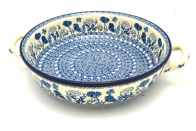 Ceramika Artystyczna Polish Pottery Baker - Round with Handles - 10" - Evening Poppies 420-2902a (Ceramika Artystyczna)
