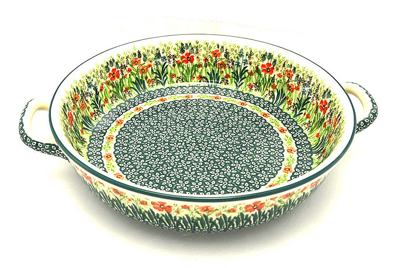 Ceramika Artystyczna Polish Pottery Baker - Round with Handles - 10" - Unikat Signature U4335 420-U4335 (Ceramika Artystyczna)