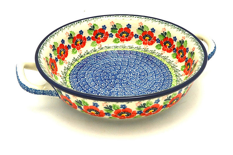 Ceramika Artystyczna Polish Pottery Baker - Round with Handles - 8" - Danish Garden 419-3219a (Ceramika Artystyczna)