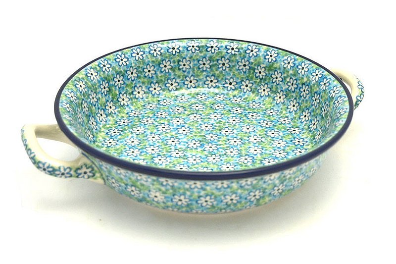 Polish Pottery Baker - Round with Handles -  8" - Key Lime