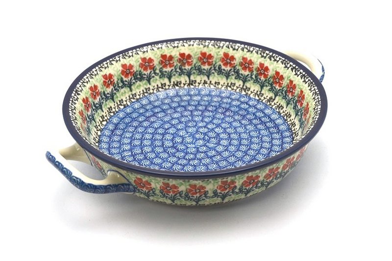 Polish Pottery Baker - Round with Handles -  8" - Maraschino