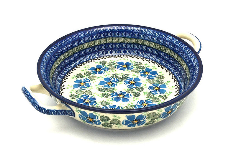 Ceramika Artystyczna Polish Pottery Baker - Round with Handles - 8" - Morning Glory 419-1915a (Ceramika Artystyczna)