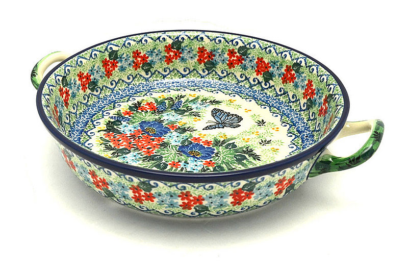 Ceramika Artystyczna Polish Pottery Baker - Round with Handles - 9" - Unikat Signature - U4600 C39-U4600 (Ceramika Artystyczna)