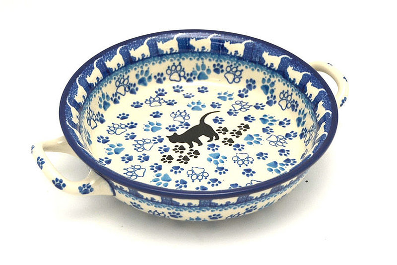 Ceramika Artystyczna Polish Pottery Baker - Round with Handles - Single Serve - Boo Boo Kitty C40-1771a (Ceramika Artystyczna)
