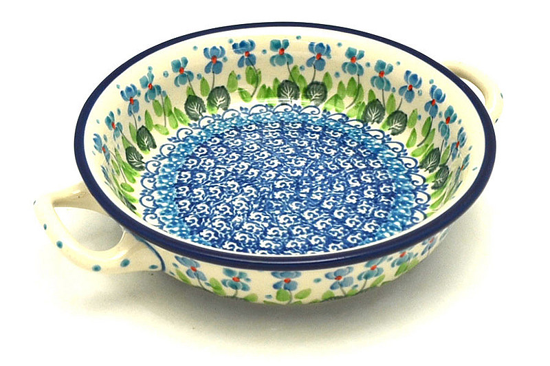 Ceramika Artystyczna Polish Pottery Baker - Round with Handles - Single Serve - Dutch Iris C40-2668a (Ceramika Artystyczna)