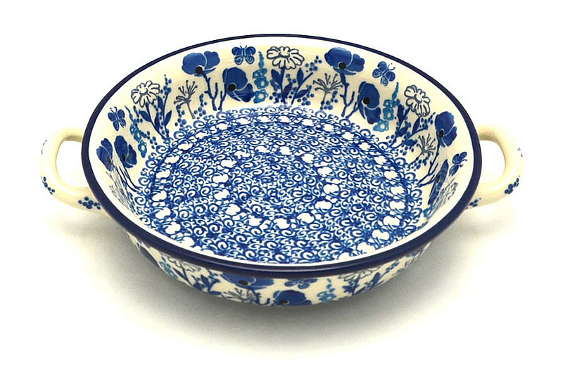 Ceramika Artystyczna Polish Pottery Baker - Round with Handles - Single Serve - Evening Poppies C40-2902a (Ceramika Artystyczna)