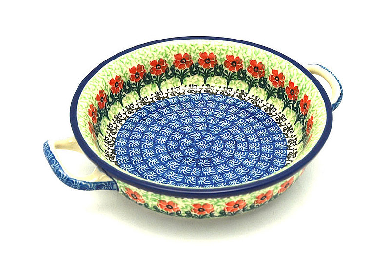 Ceramika Artystyczna Polish Pottery Baker - Round with Handles - Single Serve - Maraschino C40-1916a (Ceramika Artystyczna)