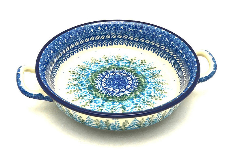 Ceramika Artystyczna Polish Pottery Baker - Round with Handles - Single Serve - Virginia Blue Bells C40-3279a (Ceramika Artystyczna)