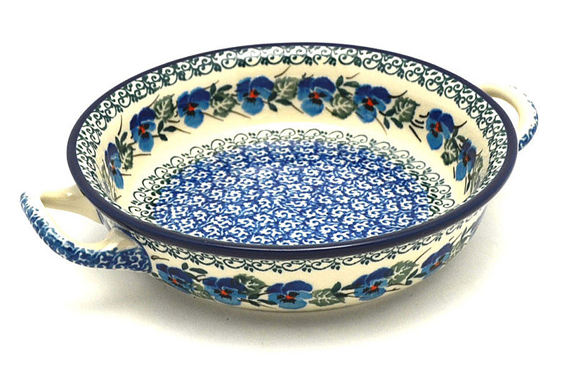 Ceramika Artystyczna Polish Pottery Baker - Round with Handles - Single Serve - Winter Viola C40-2273a (Ceramika Artystyczna)