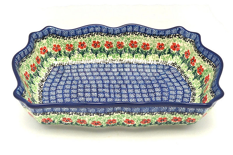 Ceramika Artystyczna Polish Pottery Baker - Scalloped Rectangular - Maraschino A51-1916a (Ceramika Artystyczna)