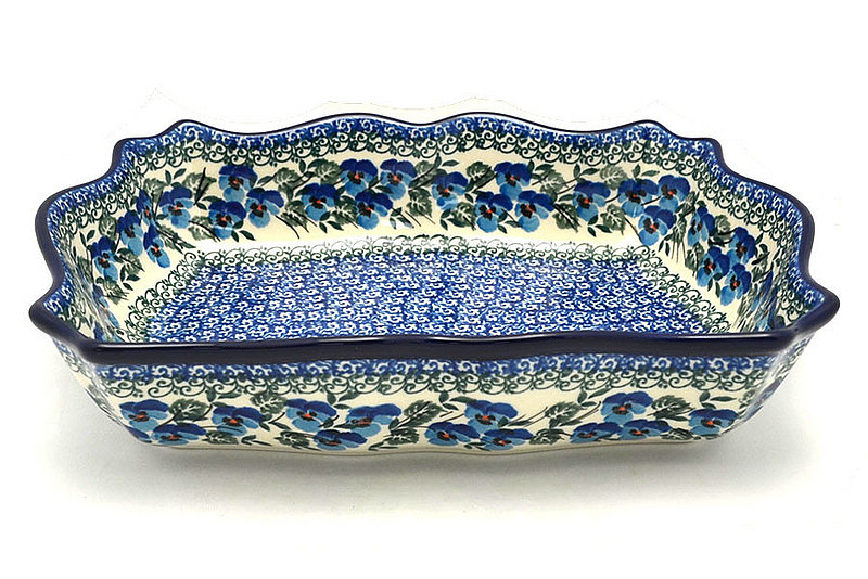Ceramika Artystyczna Polish Pottery Baker - Scalloped Rectangular - Winter Viola A51-2273a (Ceramika Artystyczna)