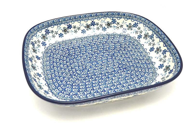 Polish Pottery Baker - Shallow Rectangular - Medium - Blue Horizon