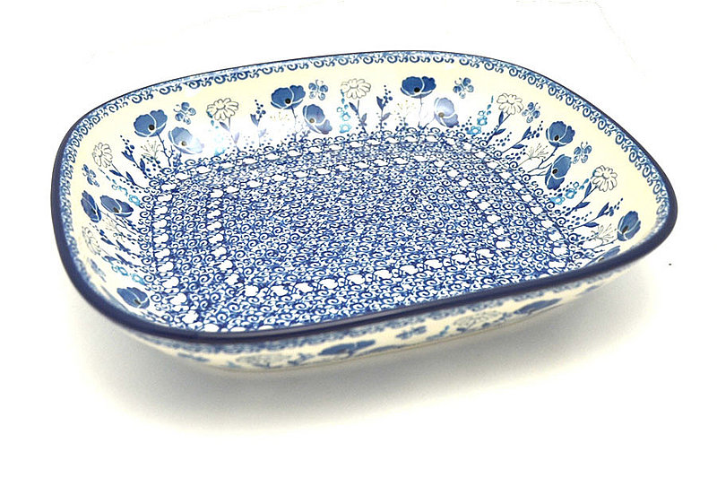 Ceramika Artystyczna Polish Pottery Baker - Shallow Rectangular - Medium - Evening Poppies 158-2902a (Ceramika Artystyczna)