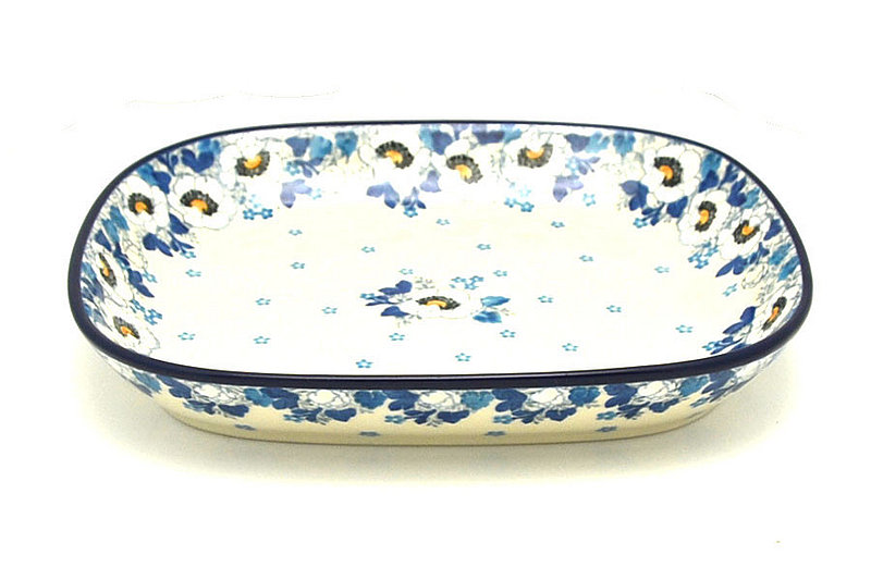 Ceramika Artystyczna Polish Pottery Baker - Shallow Rectangular - Small - White Poppy 159-2222a (Ceramika Artystyczna)