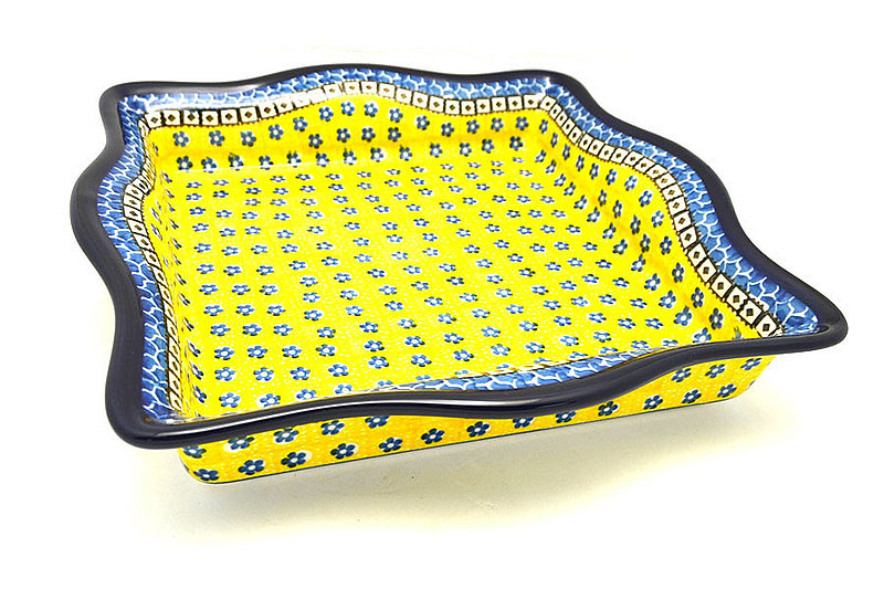 Ceramika Artystyczna Polish Pottery Baker - Square with Fluted Edge - Sunburst A41-859a (Ceramika Artystyczna)