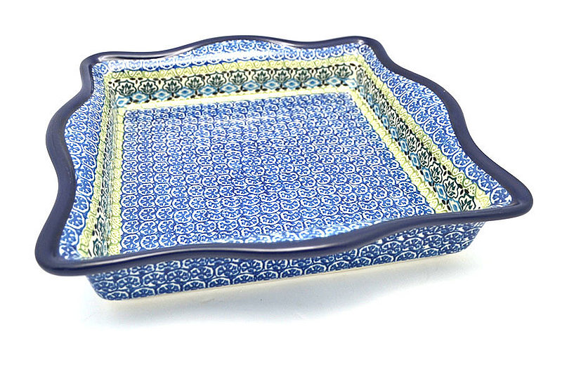 Ceramika Artystyczna Polish Pottery Baker - Square with Fluted Edge - Tranquility A41-1858a (Ceramika Artystyczna)