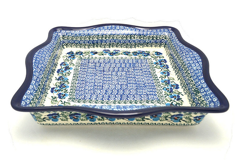 Ceramika Artystyczna Polish Pottery Baker - Square with Fluted Edge - Winter Viola A41-2273a (Ceramika Artystyczna)