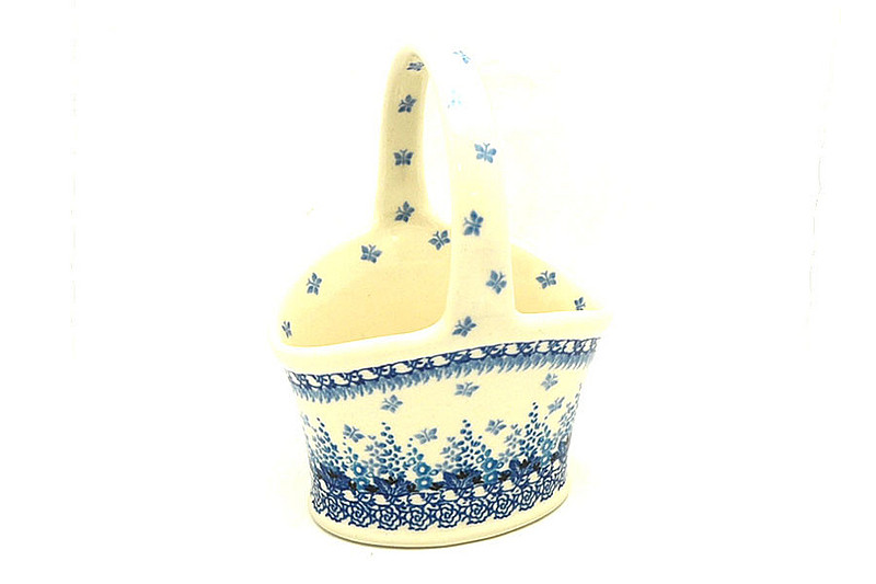 Ceramika Artystyczna Polish Pottery Basket - Small Hand - Blue Sage A30-3277a (Ceramika Artystyczna)