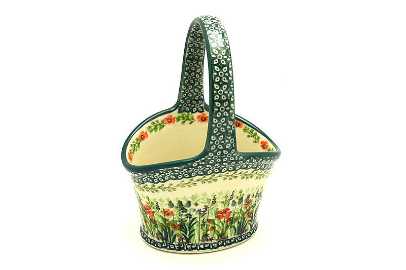 Ceramika Artystyczna Polish Pottery Basket - Small Hand - Unikat Signature - U4335 A30-U4335 (Ceramika Artystyczna)