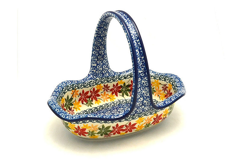 Ceramika Artystyczna Polish Pottery Basket -Small Oval - Maple Harvest A21-2533a (Ceramika Artystyczna)