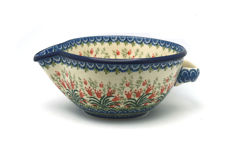 Ceramika Artystyczna Polish Pottery Batter Bowl - 1 quart - Crimson Bells 240-1437a (Ceramika Artystyczna)