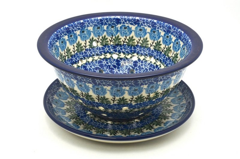 Ceramika Artystyczna Polish Pottery Berry Bowl with Saucer - Antique Rose 470-1390a (Ceramika Artystyczna)