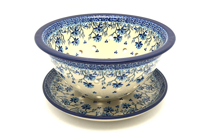 Polish Pottery Berry Bowl with Saucer - Clover Field