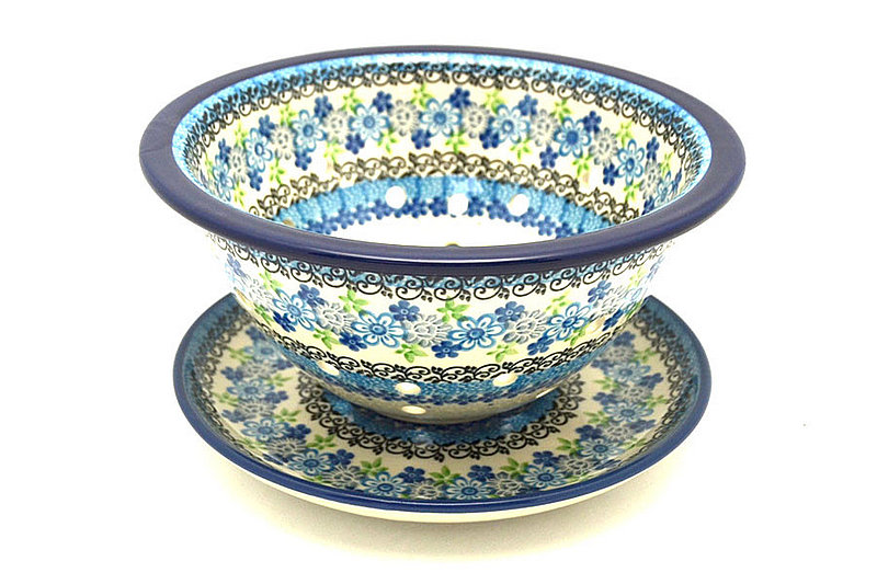 Polish Pottery Berry Bowl with Saucer - Flower Works