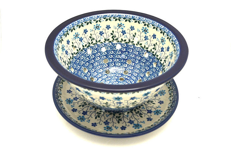 Polish Pottery Berry Bowl with Saucer - Georgia Blue