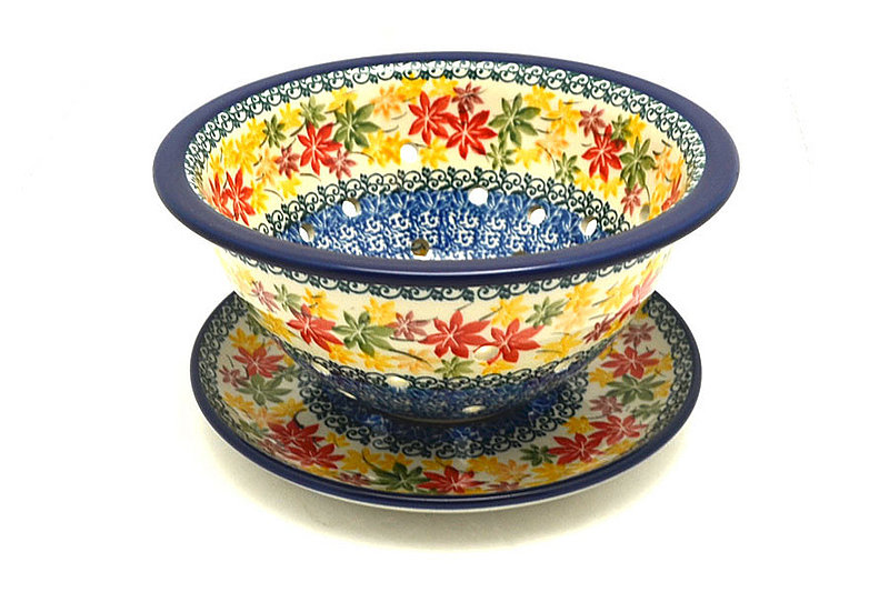 Polish Pottery Berry Bowl with Saucer - Maple Harvest