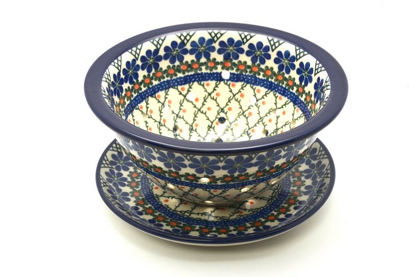 Ceramika Artystyczna Polish Pottery Berry Bowl with Saucer - Primrose 470-854a (Ceramika Artystyczna)