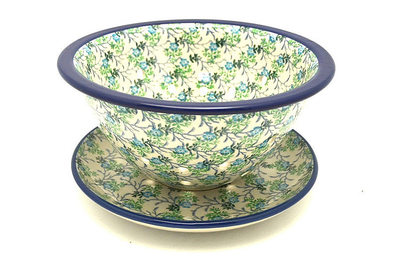 Polish Pottery Berry Bowl with Saucer - Summer Ivy
