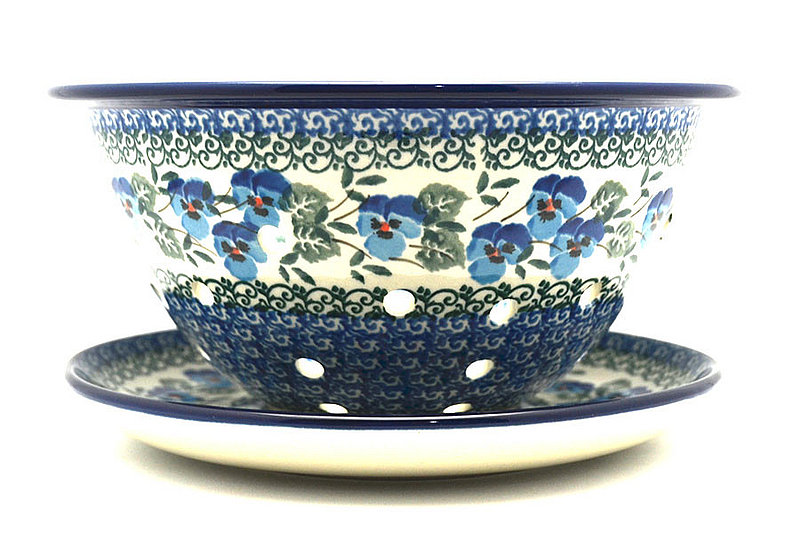 Polish Pottery Berry Bowl with Saucer - Winter Viola